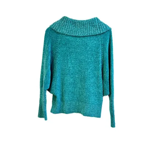 WHBM Teal Green Long Sleeve Cowl Neck Chenille Pullover Size Small NWT - Picture 6 of 9